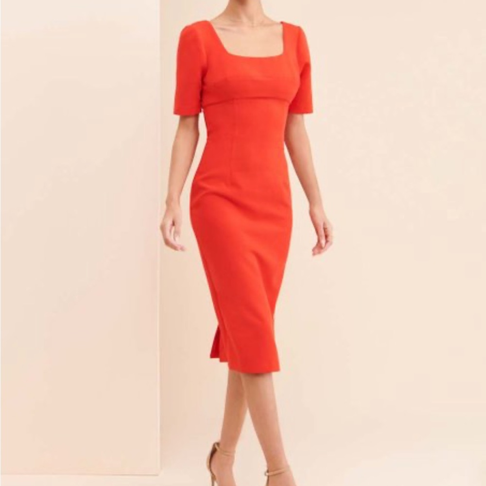 Cooper St Size 4 Red Square Neck Hailey Midi Sheath Dress